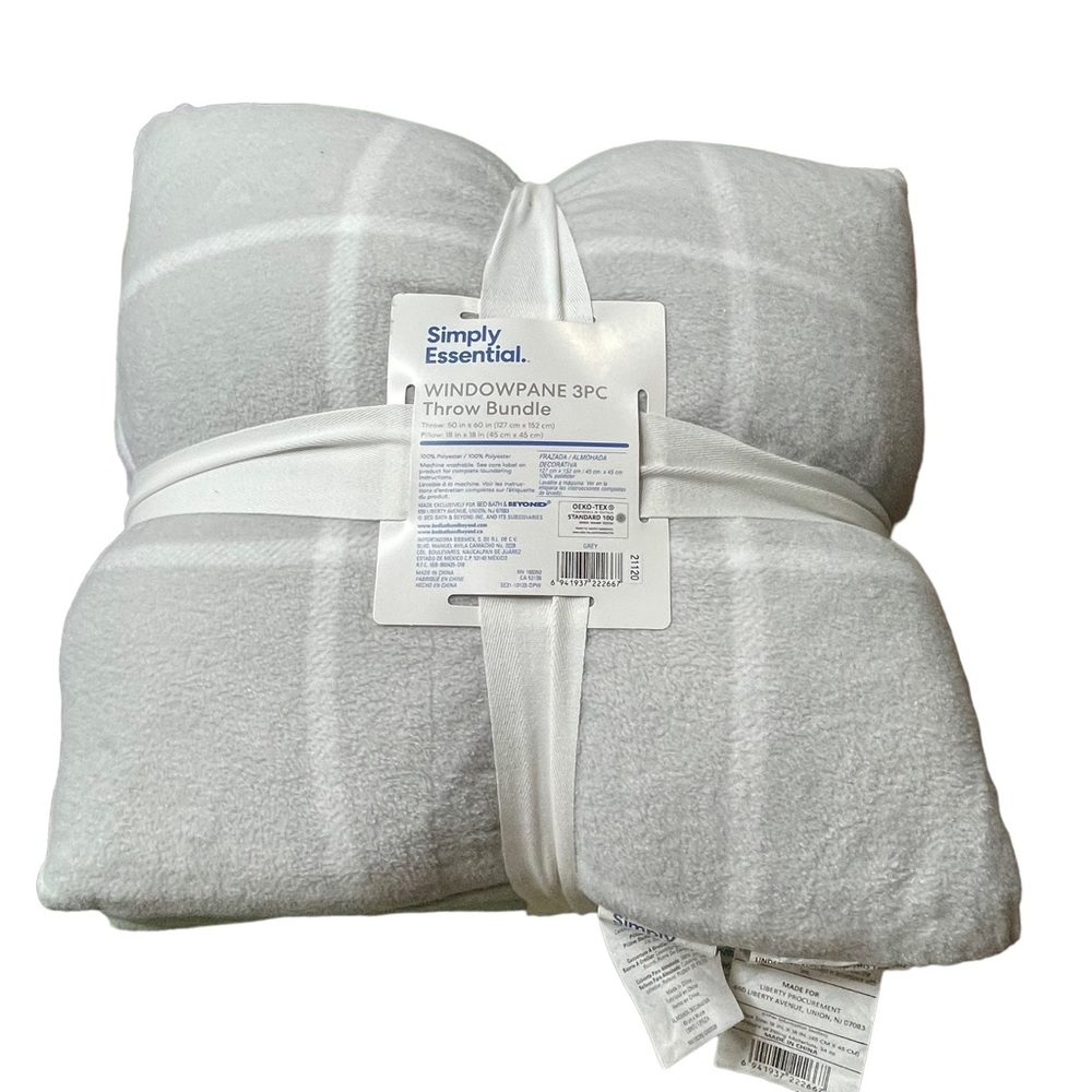 Simply Essential windowpane 3 pcs throw bundle - Picture 2 of 8